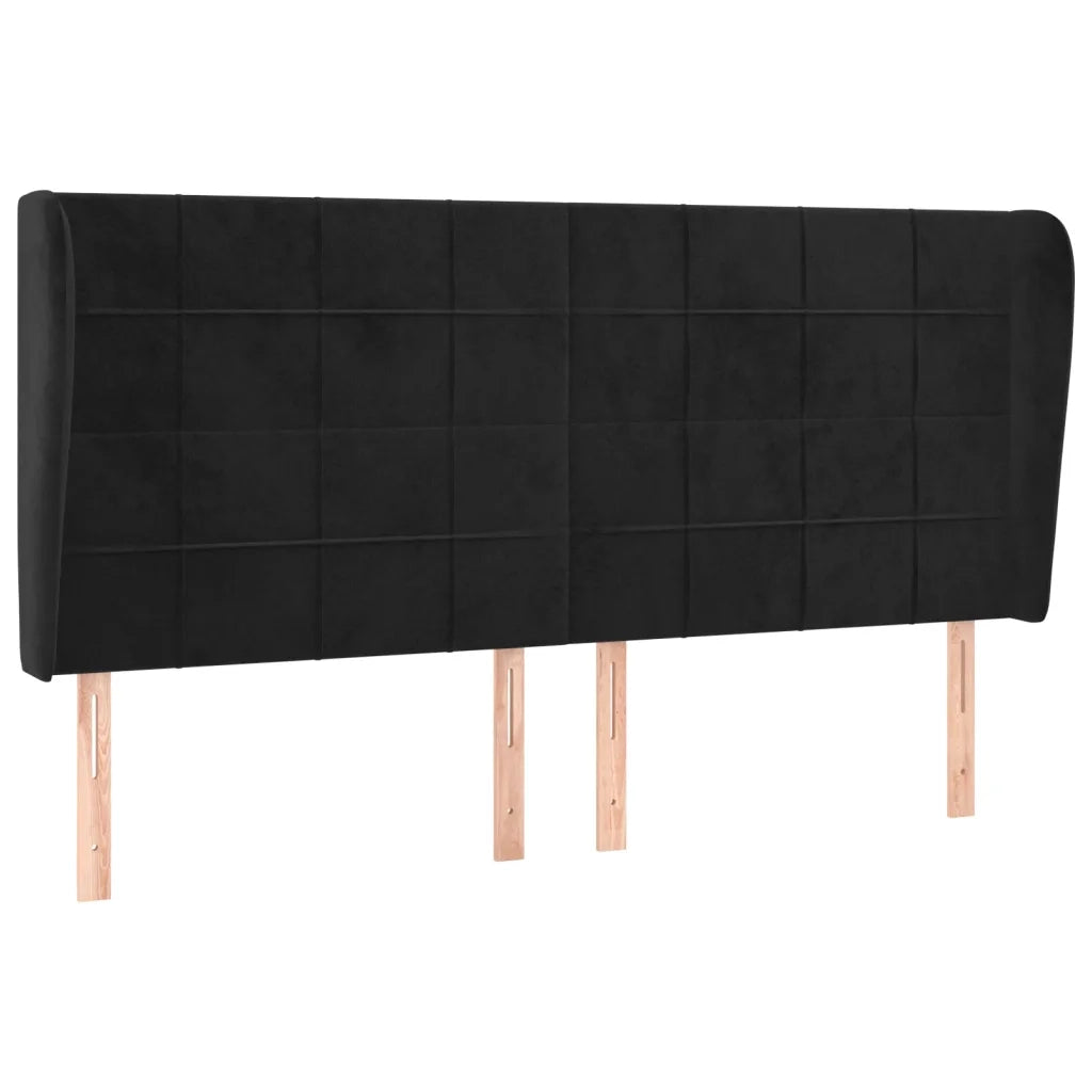 Testiera | Testata ad Orecchio Nera 183x23x118/128 cm in Velluto