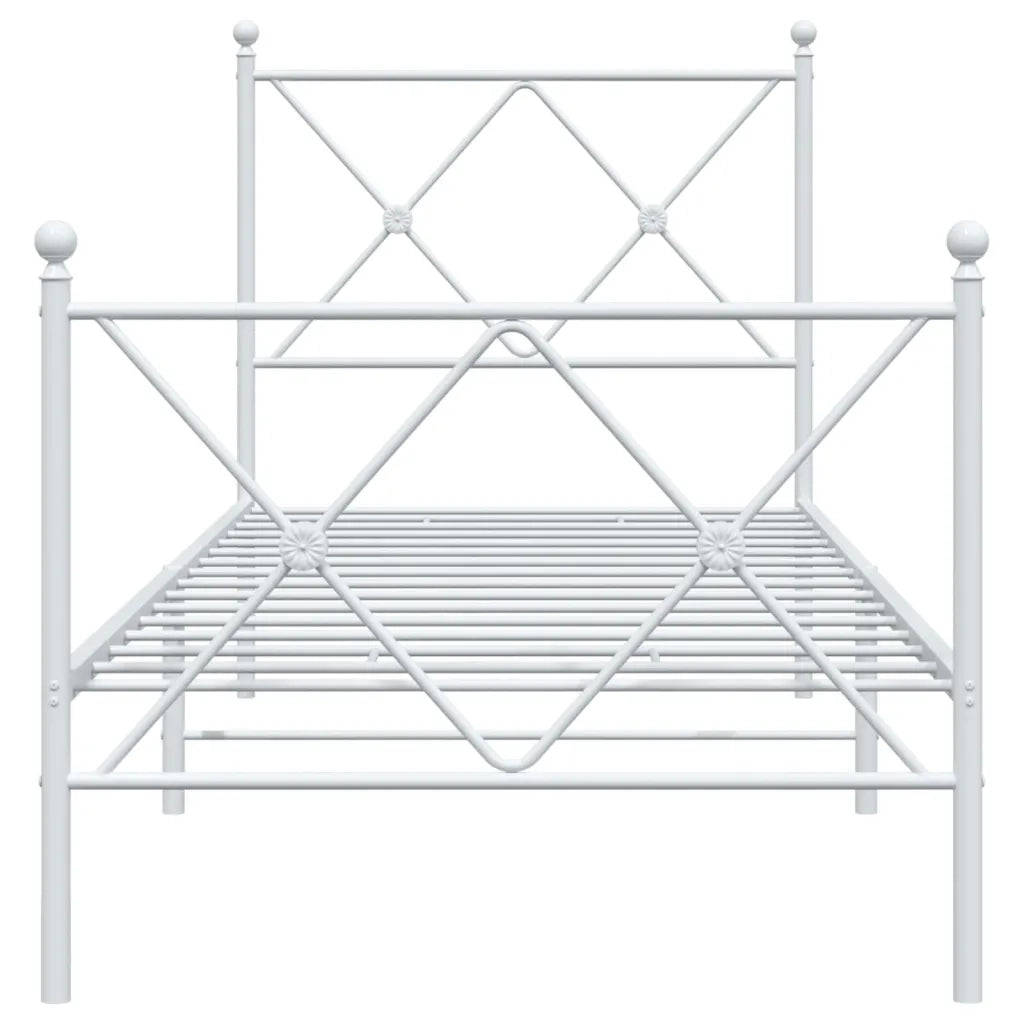 Giroletto con Testiera e Pediera Metallo Bianco 75x190 cm 376559
