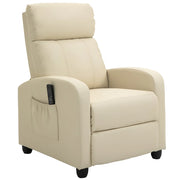 Poltrona Relax Massaggiante 68x88x98 cm con Telecomando in Similpelle Crema