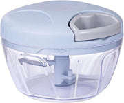 Foglia di aglio manuale, 500 ml, coperchio blu, ABS, manuale con fune per il tritatura di verdure e erbe (blu)