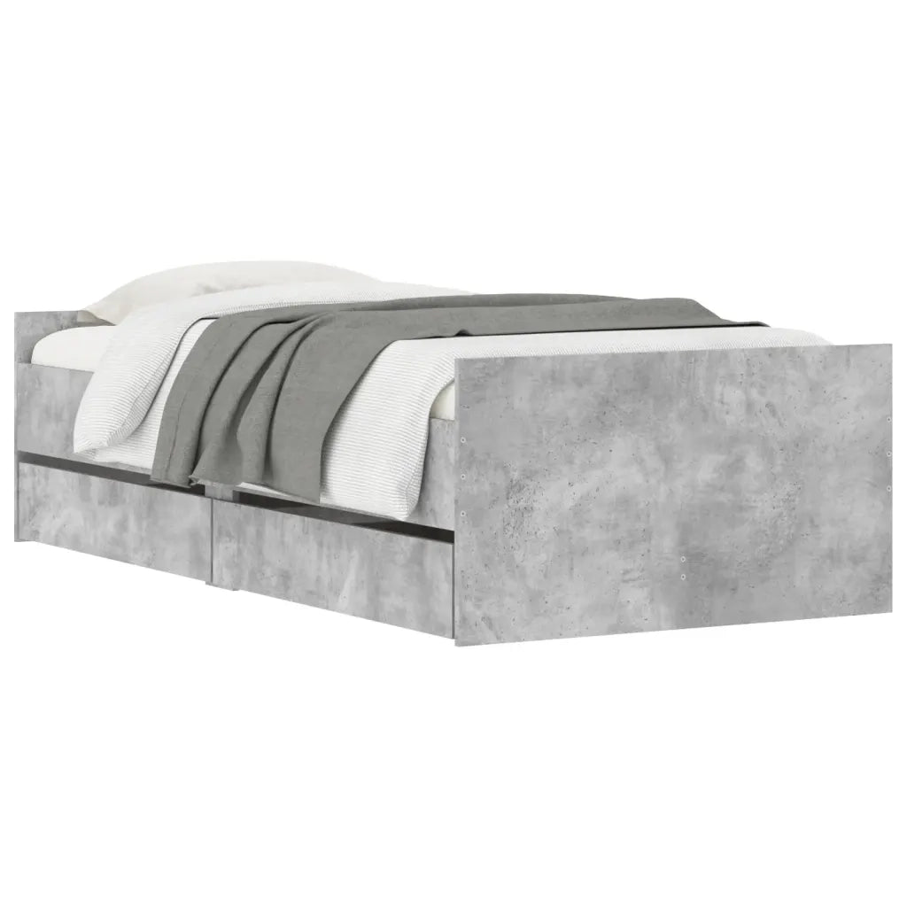 Giroletto con Cassetti Grigio Cemento 75x190 cm Small Single 3207388