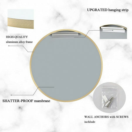 Specchio tondo con cornice Oro Stile Glamour 76 o 91,4 cm - Dimensione 91.4 cm 