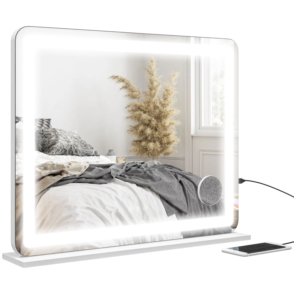 Specchio LED con ingrandimento 10X ¨C Zephmum ¨C Bianco 80x62 cm