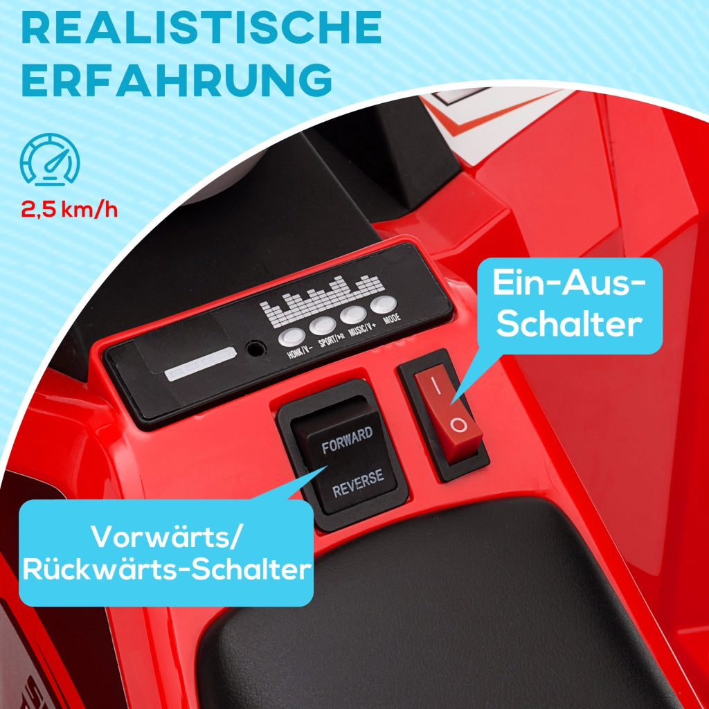 Quad elettrico per bambini con rimorchio ¨C zephmum ¨C Rosso, per 1.5-3 anni