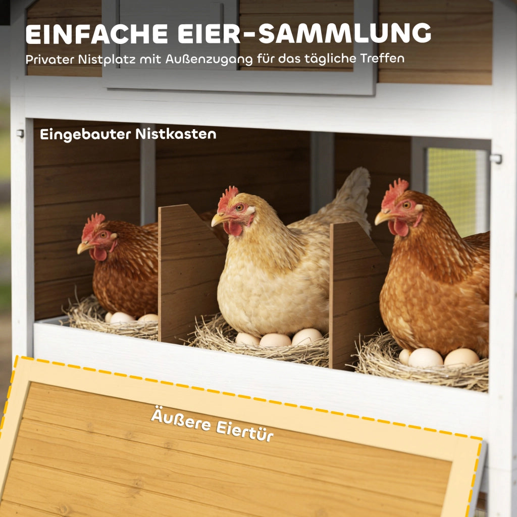 Pollaiolo per 4 galline con nido e vassoio estraibile ¨C zephmum ¨C legno marrone 200x104x145cm