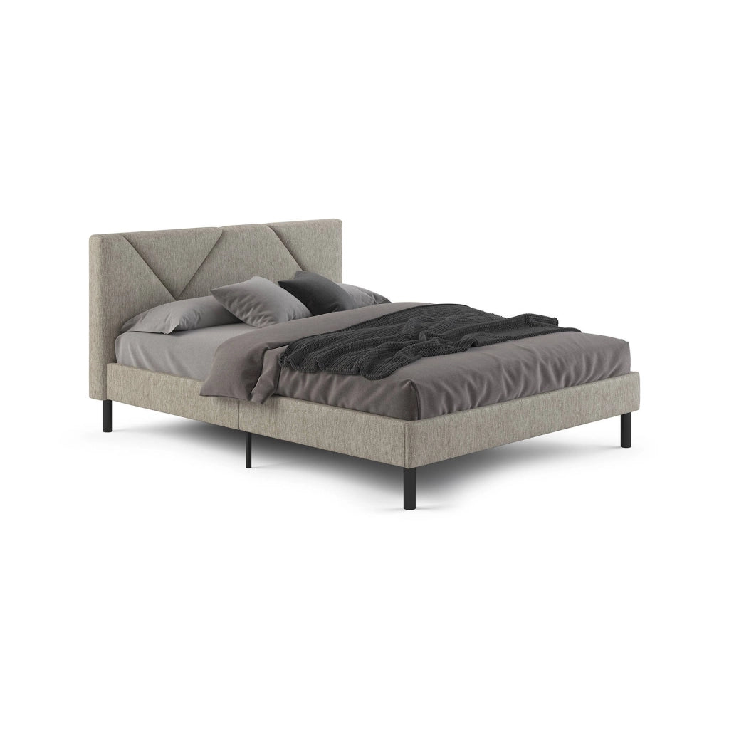 Ikelos, Letto Alla Francese Dimensione Materasso 140x190 cm, Grigio Tortora