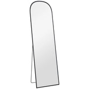 SPECCHIO DA TERRA E PARETE MODERNO IN LEGA DI ALLUMINIO CON SUPPORTO PIEGHEVOLE, 50X170 CM, NERO