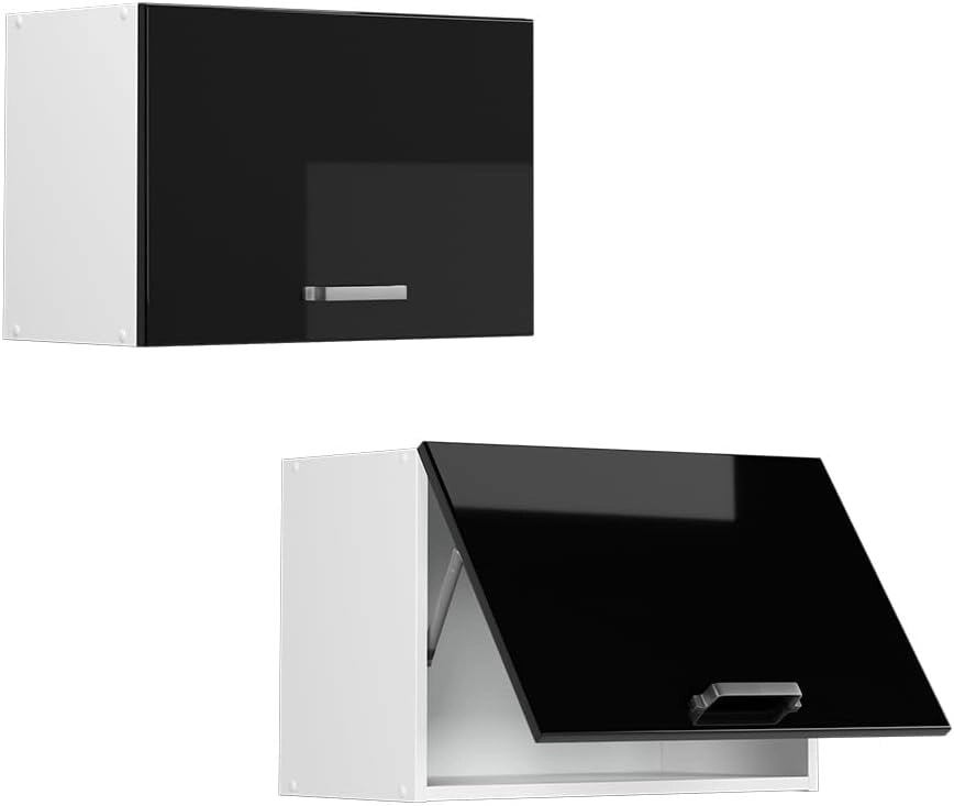 Pensile da cucina R-Line, Nero lucido, 60 cm Piatto, per la libera combinazione all'interno di sistemi cucina modulari