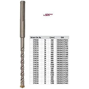 Topex 57h526 punta da muro sds m max, 24 x 800 mm, s4, quatro