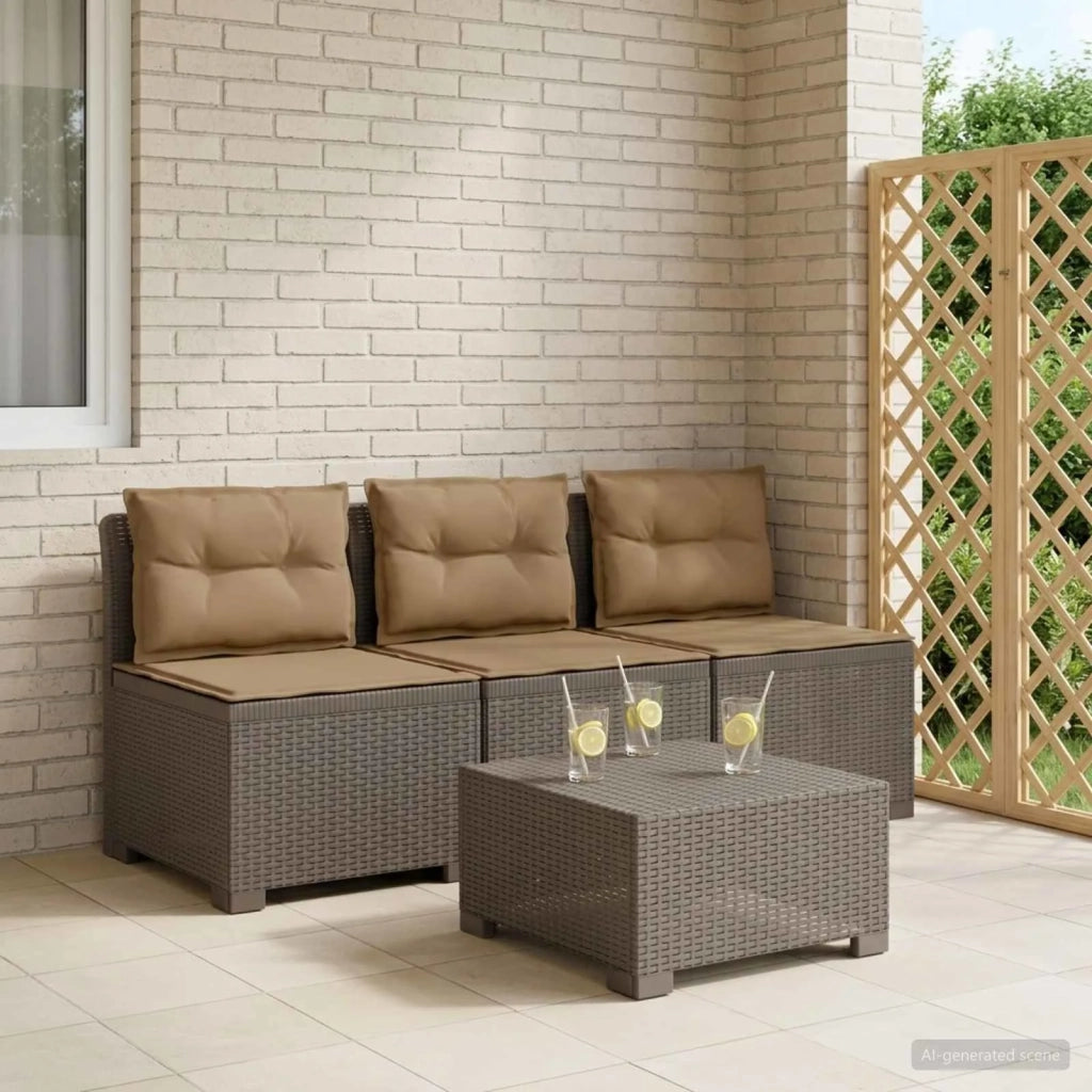 Divano da esterno-Divano da Giardino 3 posti con cuscini in look rattan PP 808579