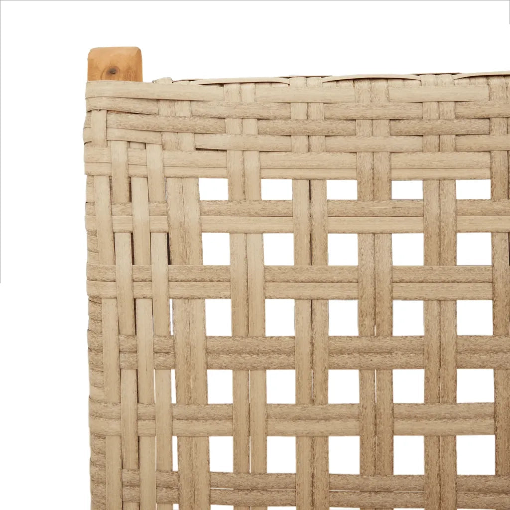 Sedie Giardino Reclinabili 4pz Beige Polyrattan Legno Massello 3214526
