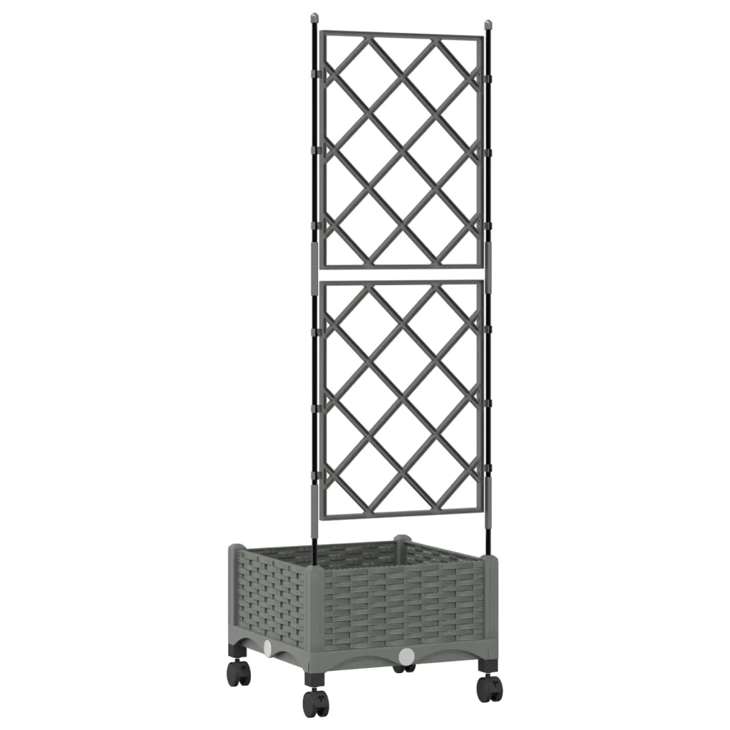 Vaso da giardino con grigliato e ruote Grigio Chiaro PP 3422937