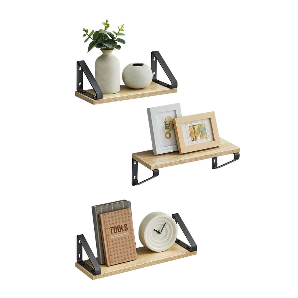 Set di 3 mensole da parete Valora - Rovere Sonoma con cornice nera