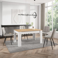 Tavolo da Pranzo, 140x90x76cm, Per 6 persone, Tavolo Cucina, colore Rovere e bianco RF3655