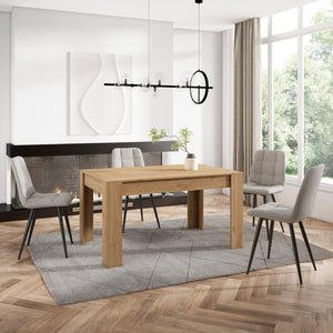Tavolo da Pranzo, 140x90x76cm, Per 6 persone, Tavolo Cucina, colore Rovere RF3653