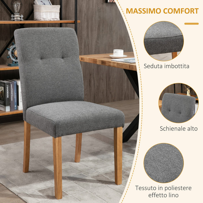 Set 2 Sedie da Pranzo Imbottite con Schienale Alto 50x62x96 cm Grigio Scuro