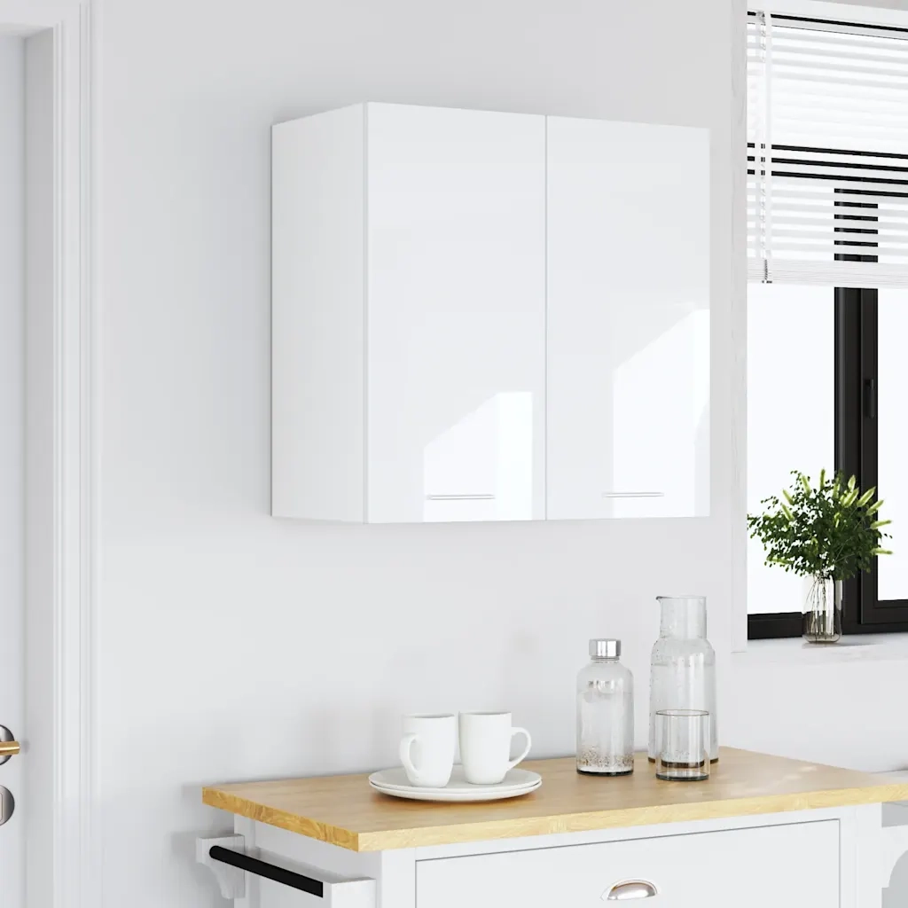 Mobile Pensile Bianco Lucido 60x31x60 cm Legno Multistratocod mxl 120902