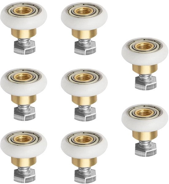 Rolli di scorrimento per porte 20 mm - 8 pezzi - Nylon/acciaio inox - rolli a scorrimento - rolli di ricambio - resistente alla corrosione