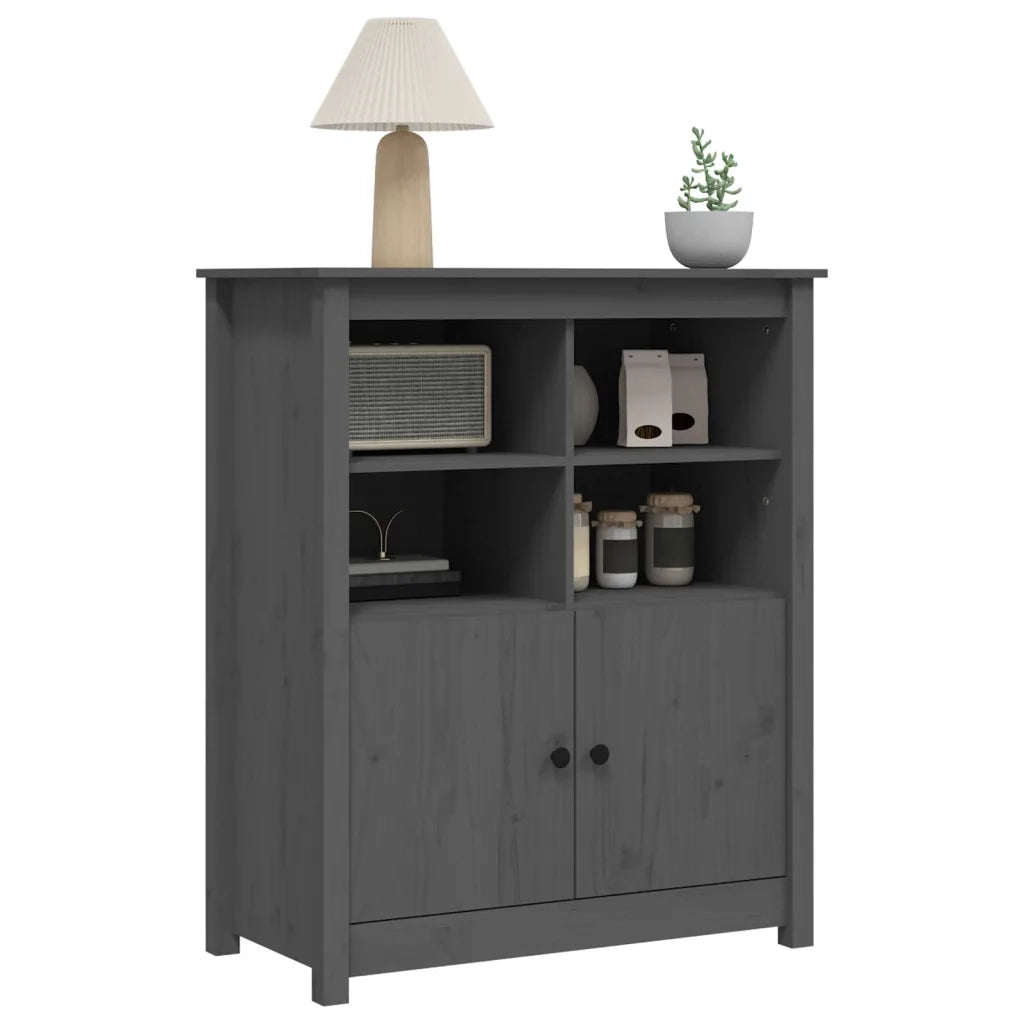 Credenza Grigia 83x41,5x100 cm in Legno Massello di Pino 821514