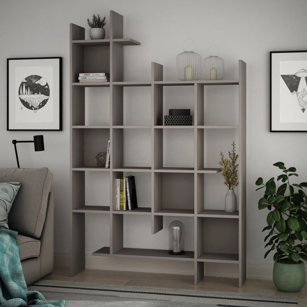 Libreria in legno "Manco" - 122 x 25 x 188 cm - Marrone moka chiaro