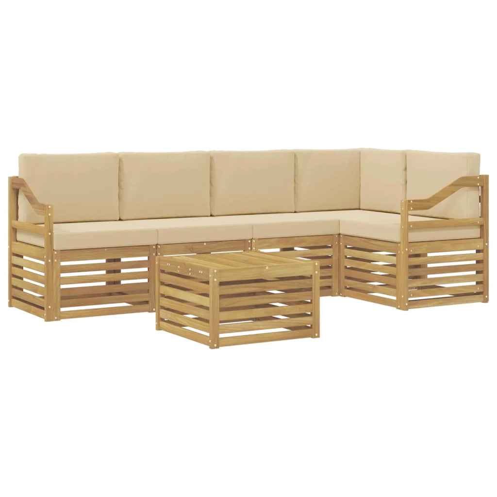 Set di divani da esterno 6 pcs Bianco e Beige 59 x 59 x 37 cm 3391893
