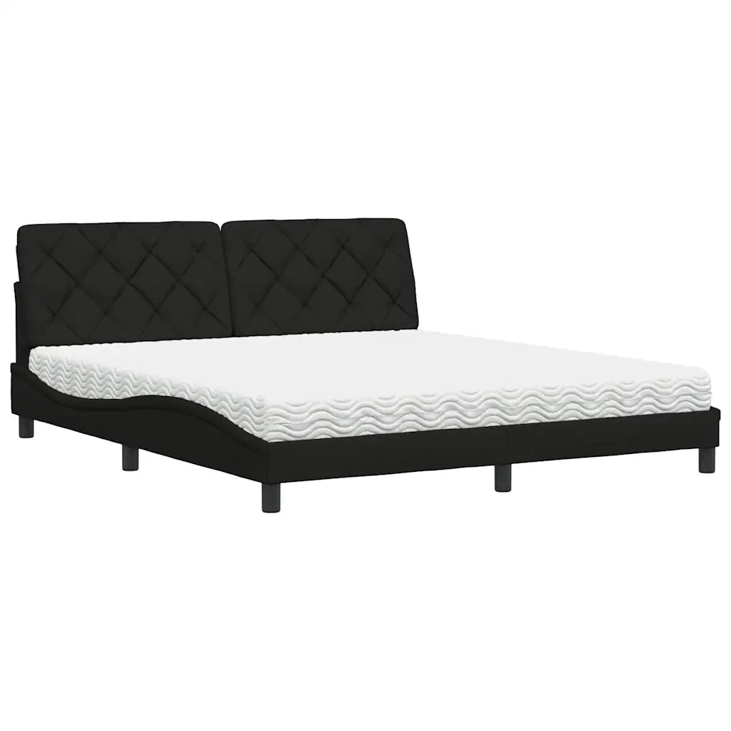 Letto con Materasso Nero 180x200 cm in Tessuto 3310757