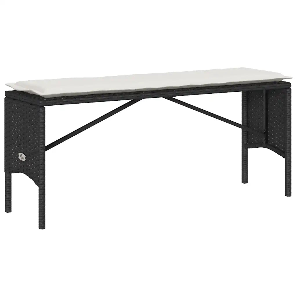 Set da Pranzo da Giardino 3 pz con Cuscini Nero in Polyrattan
