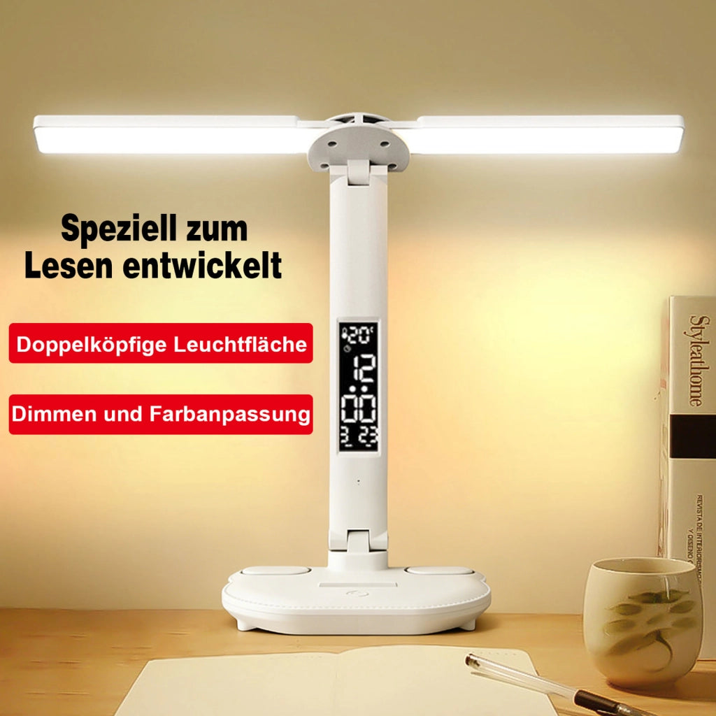 Lampada da scrivania LED bianca a doppia testa con controllo touch