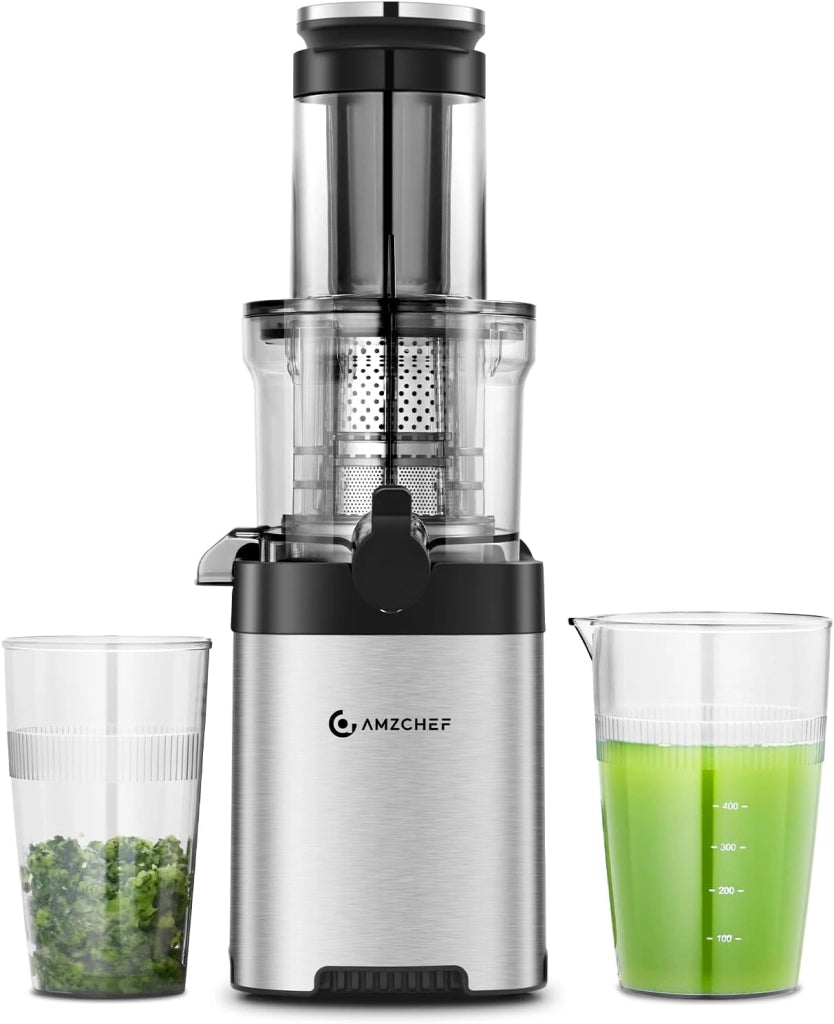 Estrattore, Estrattore A Freddo Frutta E Verdura - Grande Scivolo Di Alimentazione Da 126 Mm, Estrattore Di Succo In Acciaio Inox Facile Da Pulire, Coclea Grande, Doppio Filtro
