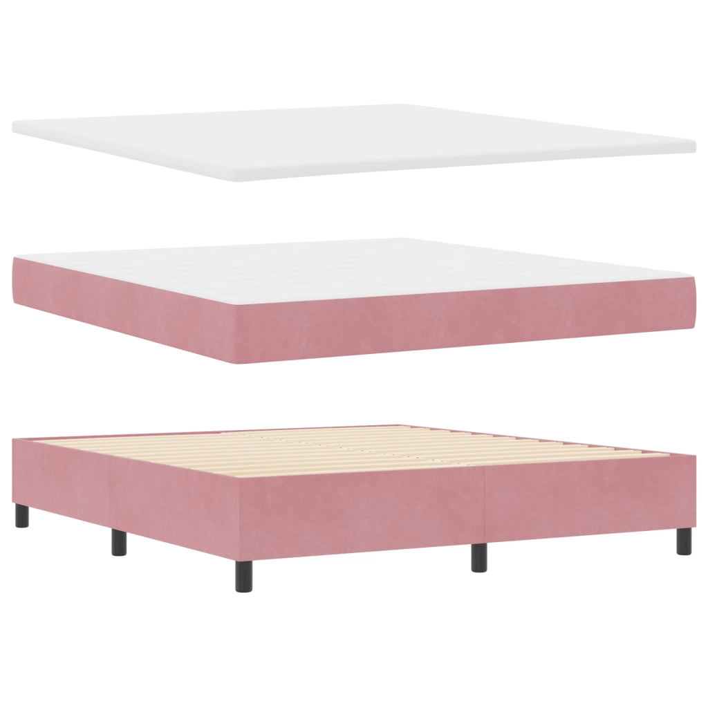 Letto Box Spring con Materasso Rosa 180x200 cm Velluto