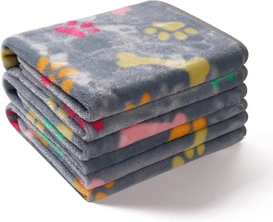 Set di 3 coperte super morbide e soffici di fleece premium per animali domestici, flanella per gattini e cuccioli di cane, grande, grigio, 104 x 76 cm