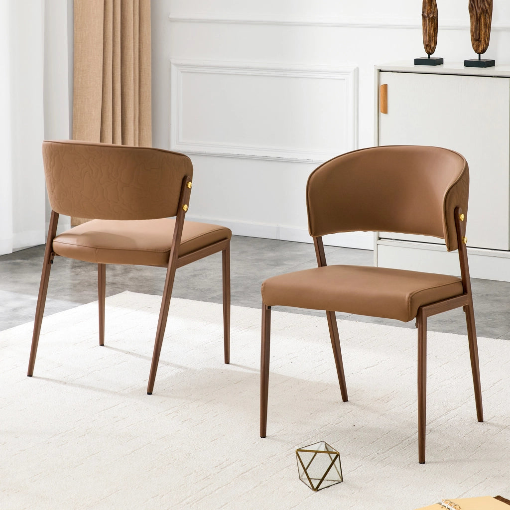 Sedia da pranzo moderna in PU con struttura in metallo e schienale ergonomico