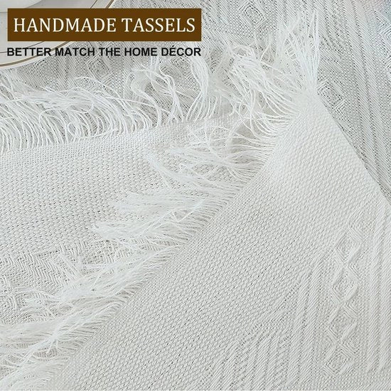 Tavolino da esterno, 90 x 150 cm, bianco, rettangolare, cotone e lino, con uncini, per esterno, casa, sala da pranzo, cucina, esterno, Natale, festa, compleanno