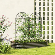 Set 2 grigliati rampicanti in metallo nero 50x120 cm con motivo uccelli, da terra o a parete