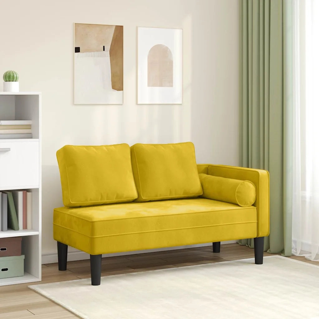 Chaise Longue con Cuscini Giallo in Velluto CFW7110423