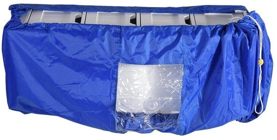 Copricapo per Condizionatore d'Aria - Protezione Idrografia - Blu - Per Uso Interno ed Esterno - Adatto per L - Scarico Sicuro
