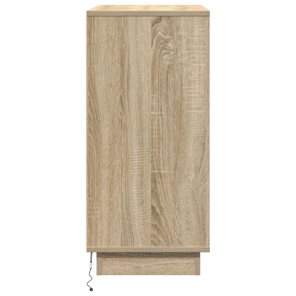 Comodino con LED Rovere Sonoma 71x34,5x75 cm Legno Ingegnerizzato