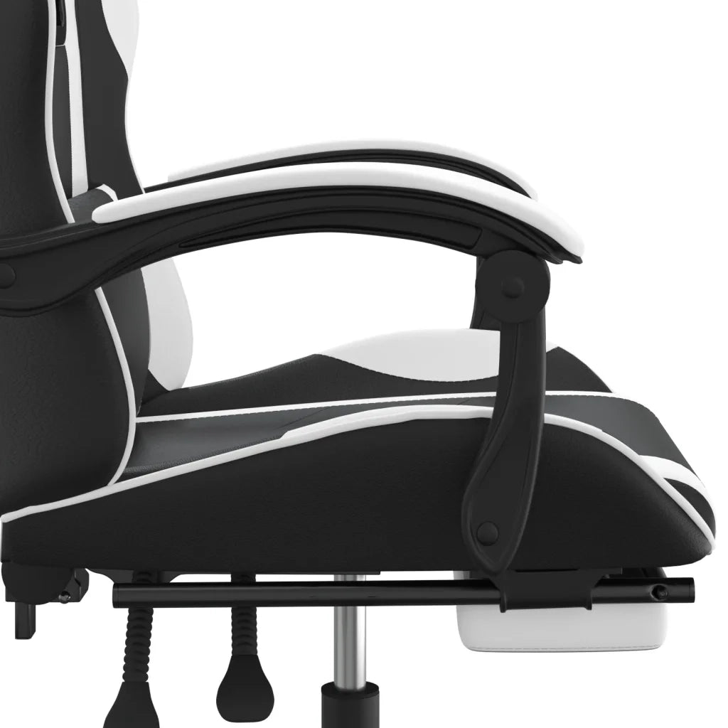 Sedia da Gaming | Sedia da e-sports Girevole Poggiapiedi Nero e Bianco Similpelle