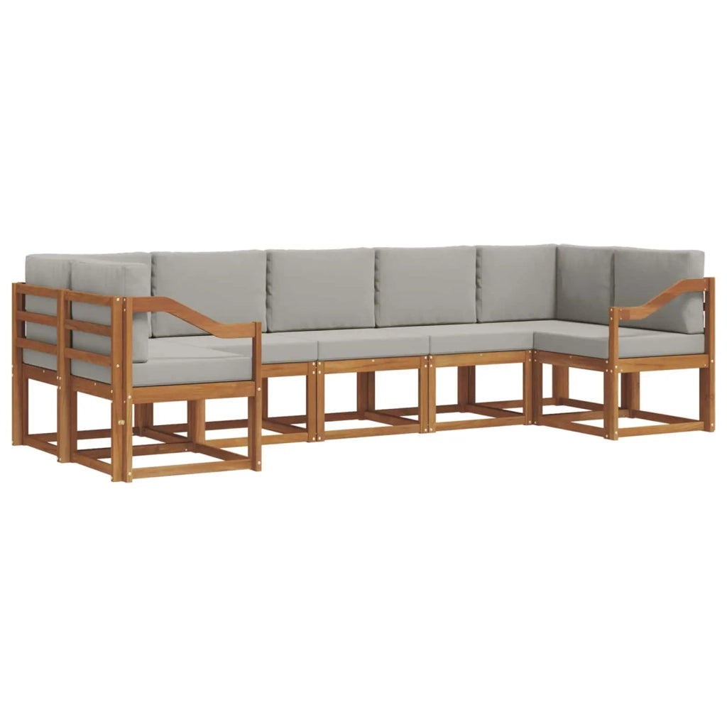 Set di divani da esterno 7 pcs Grigio Naturale e Chiaro