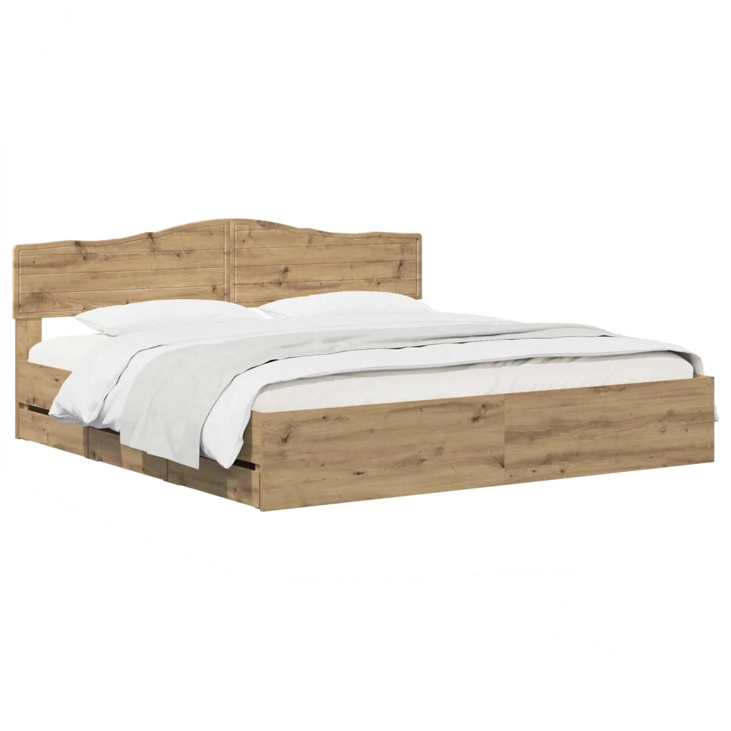 Bed Frame with Storage and Headboard Artisan Oak 180 x 200 cm 3445830