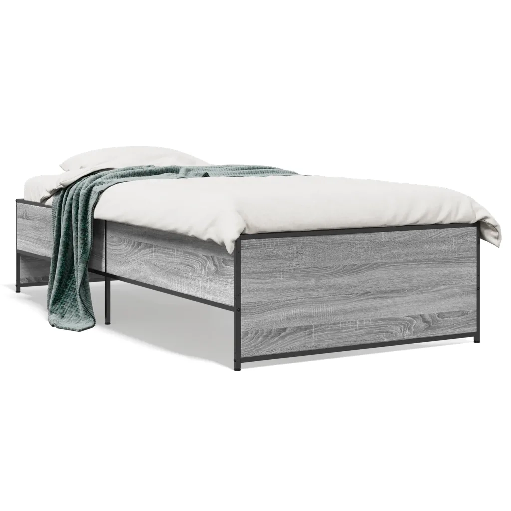 Giroletto Grigio Sonoma 75x190cm in Legno Multistrato e Metallo 845254