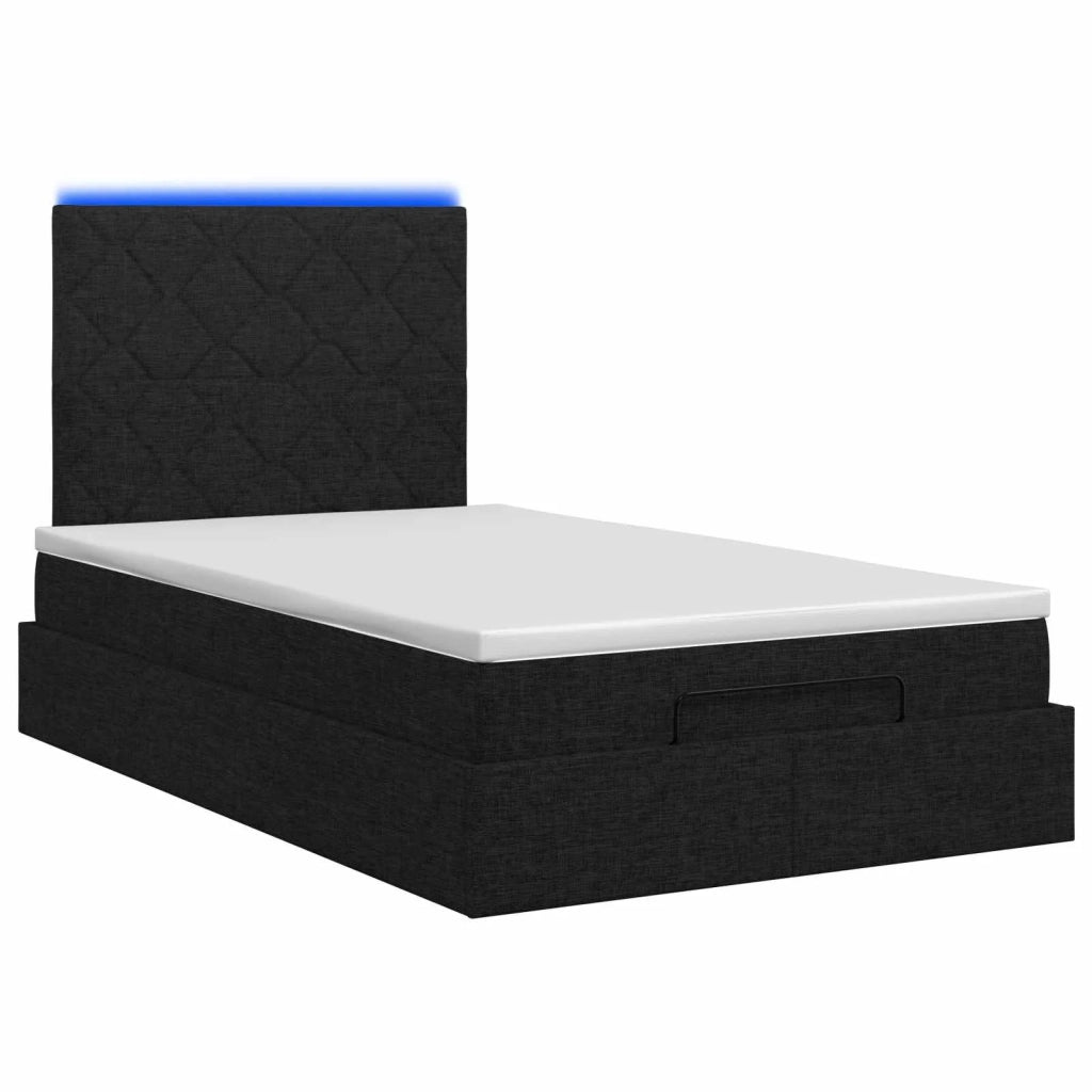 Letto Ottomano con Materasso e LED Nero 120 x 200 cm Tessuto 3458147