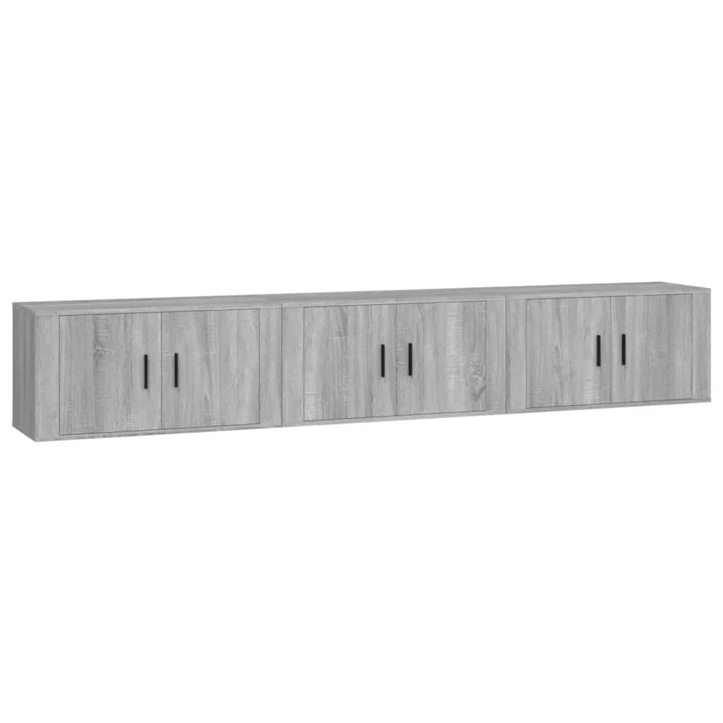 Mobile TV multimediale da parete mensola TV credenza mobile TV sala da pranzo soggiorno camera da letto 3 pezzi Sonoma 80 x 34,5 x 40 cm grigio 02_0029051