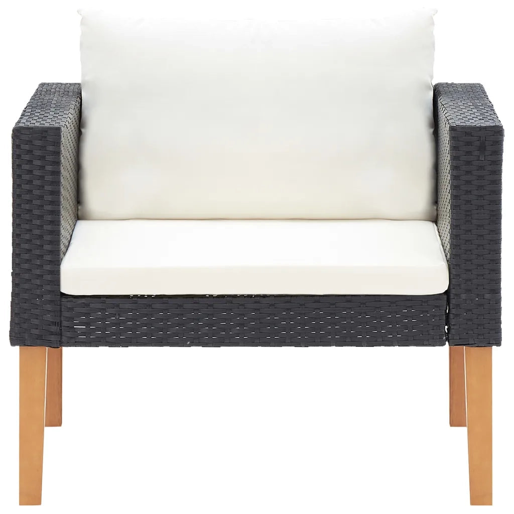 Set Divani da Giardino 5 pz con Cuscini in Polyrattan Nero cod mxl 37951