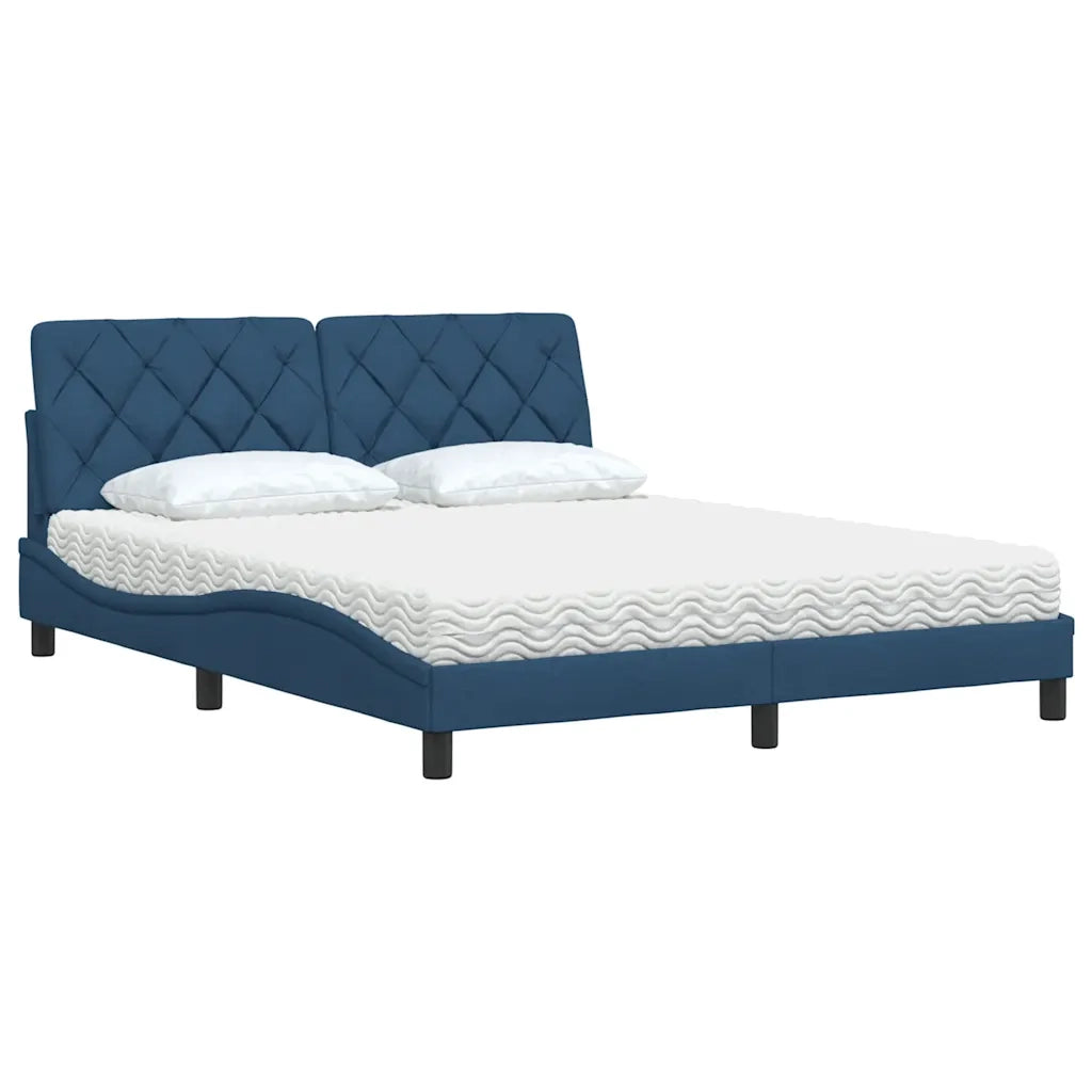 Letto con Materasso Blu 160x200 cm in Tessuto 3310754