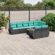 Set Divani da Giardino 9 pz con Cuscini Nero in Polyrattan 3225091