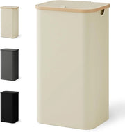 Cestino per Lavanderia con Coperchio 100 Litri Raccoglitore Sottile con Sacchetto per Lavanderia Pieghevole con Maniglia in Plastica Alta Beige