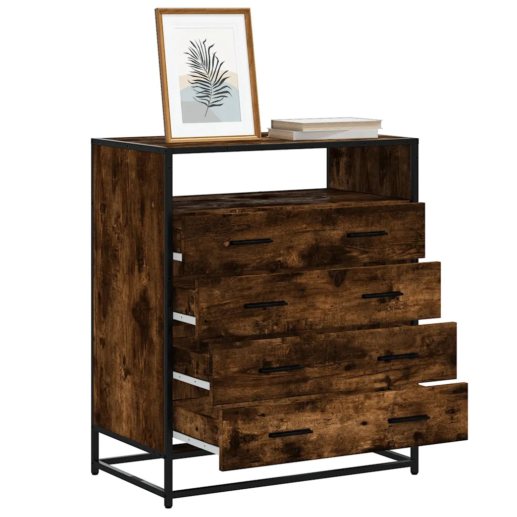 Cassettiera Rovere Fumo 70x41x83,5 cm in Legno Multistrato 849091