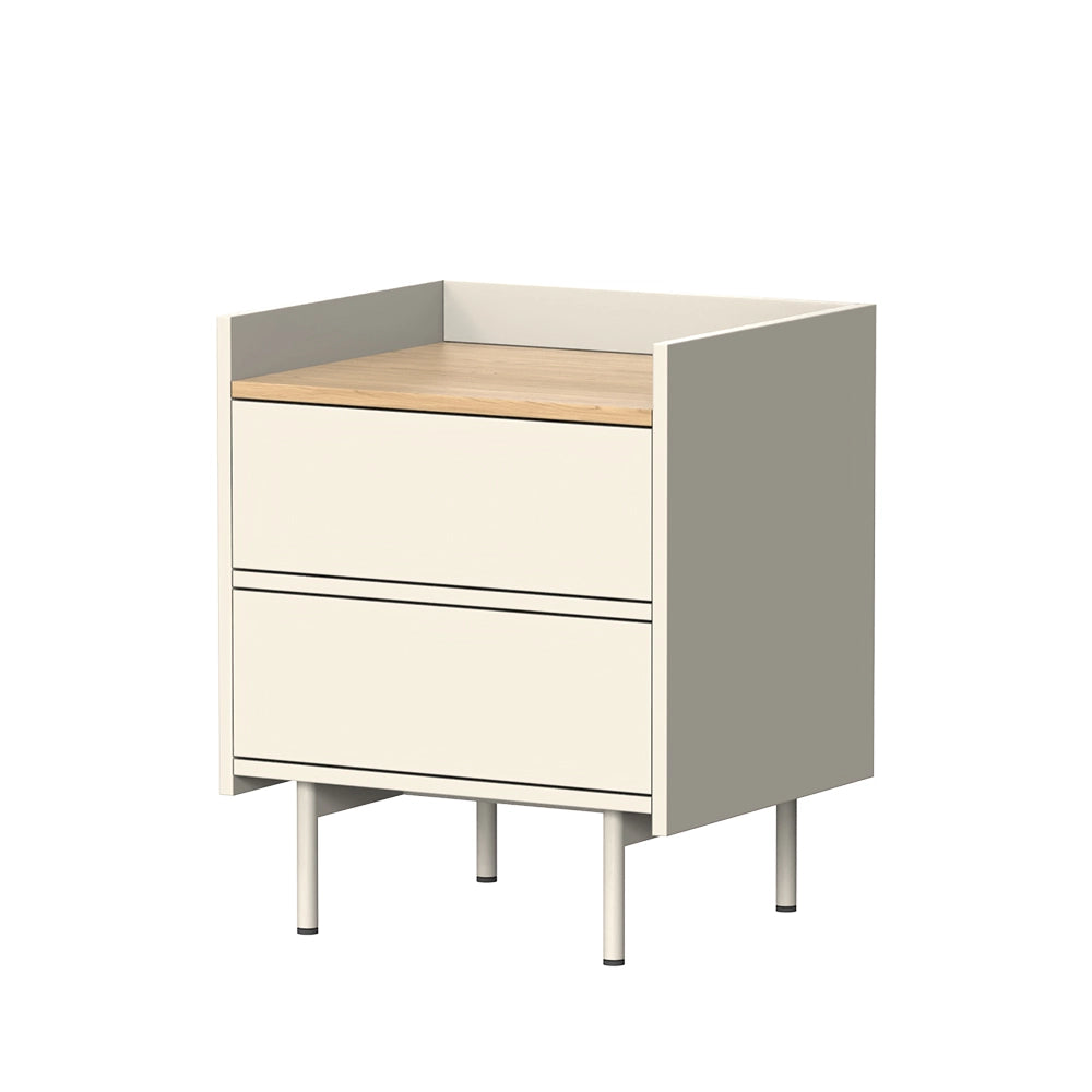 Vicco Comodino camera da letto Crema 48 x 58 cm con 2 cassetti