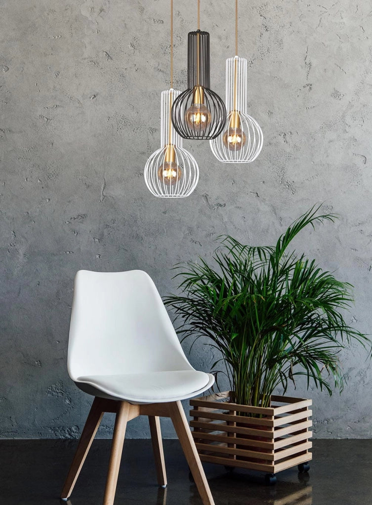Lampada a sospensione bianco oro E27 Ø20 Kaja K-4525